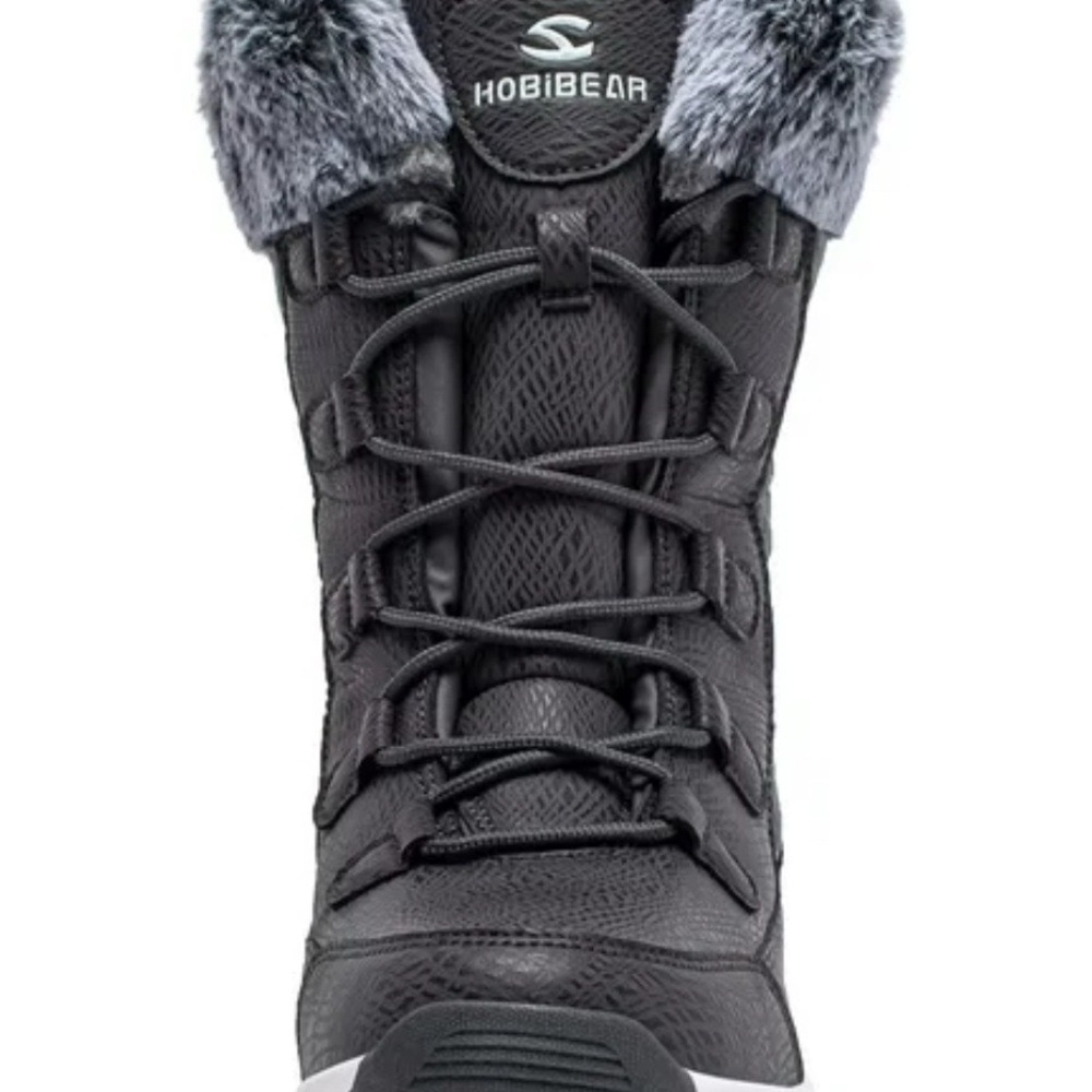 Hobibear Black and Gray Women's Winter Water Proof Snow Boots with Faux Fur - Picture 13 of 14